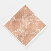 Rose Gold Lace & Floral Hochzeitsempfang Party Serviette (Ecke)
