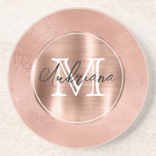 Rose Gold Lace Monogramm und Name Getränkeuntersetzer