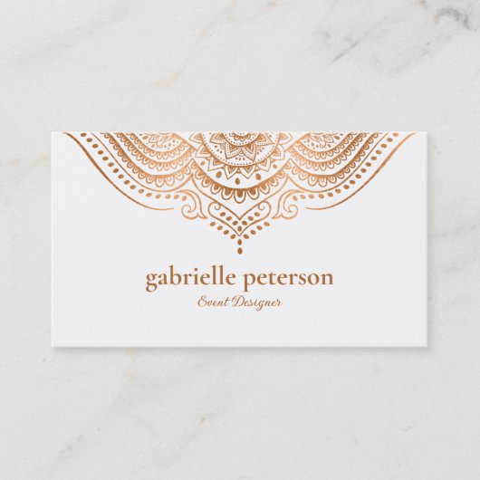 Rose-Gold Lace Paisley Mandala Visitenkarte (Vorderseite)