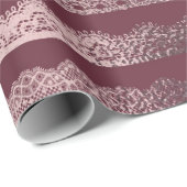 Rose Gold Lace Stripe Muster auf Burgund Geschenkpapier (Rolleneckpunkt)