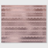 Rose Gold Lace Stripe Muster auf Rosa Blush Geschenkpapier (Flach)