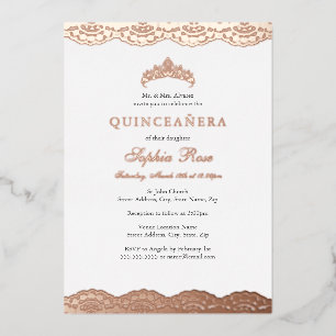 Rose Gold Lace Tiara Quinceanera Foil Folieneinladung