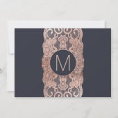 Rose Gold Lace und Navy Blue retten Termine Save The Date (Rückseite)