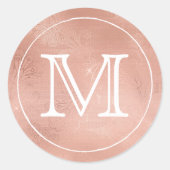 Rose Gold Lace White Monogram Letter Runder Aufkleber (Vorderseite)