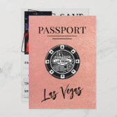 Rose Gold Las Vegas Passport Save the Date (Vorne/Hinten)