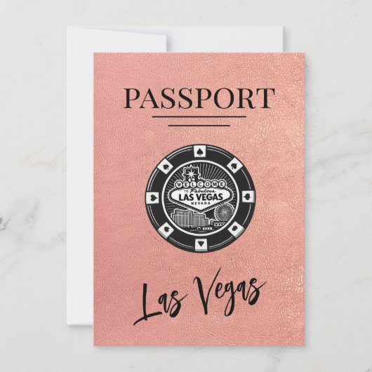 Rose Gold Las Vegas Passport Save the Date (Vorderseite)