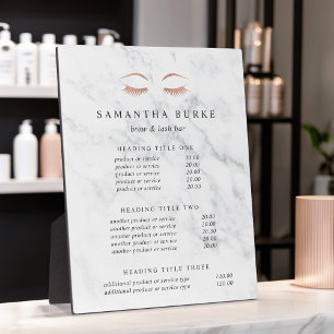 Rose Gold Lash & Brow Preise/Services Fotoplatte