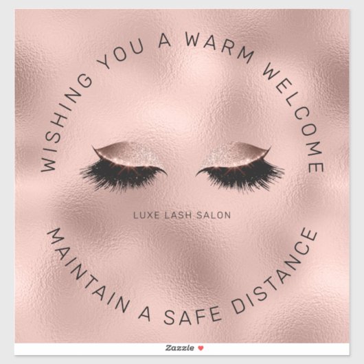 Rose Gold Lash Salon Distancing Floor Marker Aufkleber (Blatt)