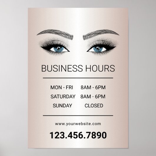 Rose Gold Lashes Brows Beauty Salon Poster (Vorne)