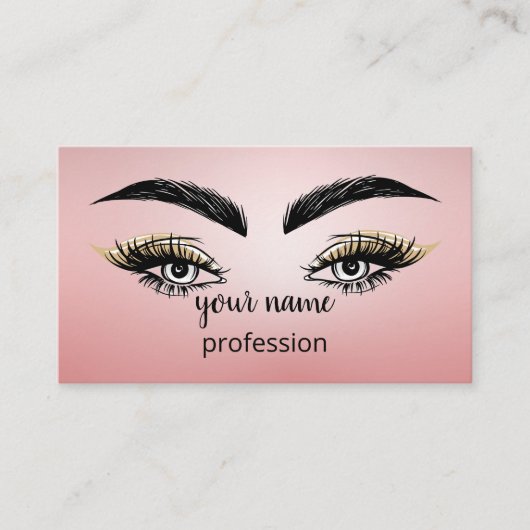 Rose Gold Lashes & Brows Künstler QR Code modern Visitenkarte (Vorderseite)