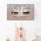 Rose Gold Lashes & Brows Salon Moderne Silberne Tr Banner (Insitu)