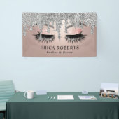 Rose Gold Lashes & Brows Salon Moderne Silberne Tr Banner (Messeveranstaltung)