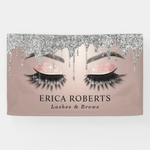 Rose Gold Lashes & Brows Salon Moderne Silberne Tr Banner