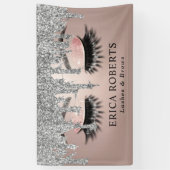 Rose Gold Lashes & Brows Salon Moderne Silberne Tr Banner (Vertikal)
