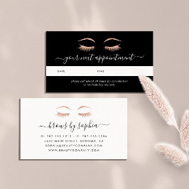 Rose Gold Lashes & Brows Terminkarten Terminkarte
