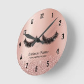 Rose Gold Lashes Makeup Artist Beauty Salon Runde Wanduhr (Winkel)
