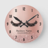 Rose Gold Lashes Makeup Artist Beauty Salon Runde Wanduhr (Vorderseite)