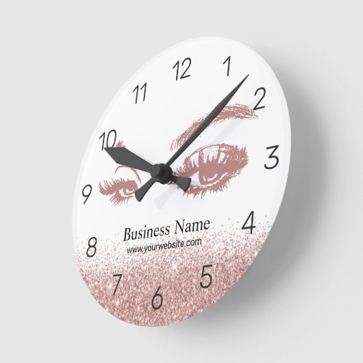 Rose Gold Lashes Makeup Artist Eyelash Runde Wanduhr (Winkel)