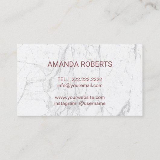 Rose Gold Lashes und Brows Marmor Makeup Künstler Visitenkarte (Rückseite)