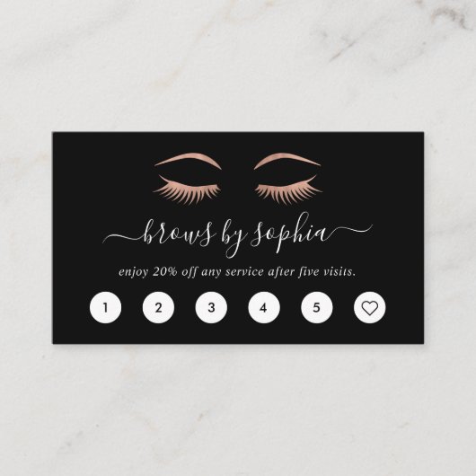 Rose Gold Lashes und Brows Treuekarten Treuekarte (Vorderseite)