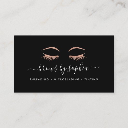 Rose Gold Lashes Visitenkarte (Vorderseite)