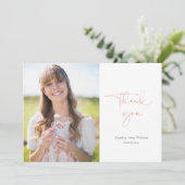 Rose Gold Lässig Script Foto Abschluss Vielen Dank Dankeskarte (Stehend Vorderseite)