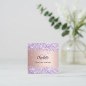 Rose Gold Lavendel Glitzer Foto qr Code Quadratische Visitenkarte (Stehend Vorderseite)