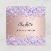 Rose Gold Lavendel Glitzer Foto qr Code Quadratische Visitenkarte (Vorderseite)