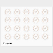 Rose Gold Leaf Elegant Monogram Wedding Runder Aufkleber (Blatt)
