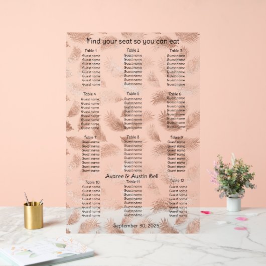 Rose Gold Leaf Muster Hochzeitskarte Acrylschild (Hochzeit)