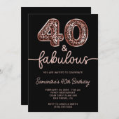 Rose Gold Leopard Ballon Nummer 40 und fabelhaft Einladung (Vorne/Hinten)