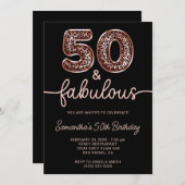 Rose Gold Leopard Balloon Number 50 and Fabulous Einladung (Vorne/Hinten)