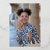 Rose Gold Leopard Cheetah Print Foto Sweet 16 Foi Folieneinladung (Rückseite)