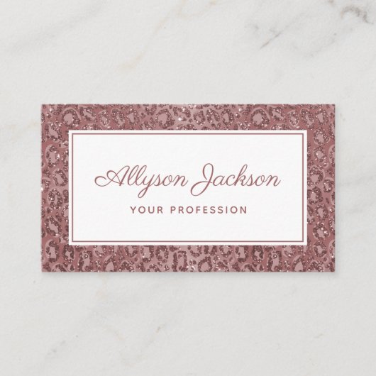 Rose Gold Leopard Glitzer Business Card Visitenkarte (Vorderseite)