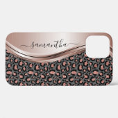 Rose Gold Leopard Handgeschriebener Name Metal Case-Mate iPhone Hülle (Rückseite (Horizontal))