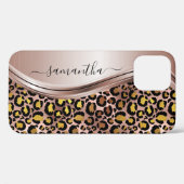 Rose Gold Leopard Handgeschriebener Name Metal Case-Mate iPhone Hülle (Rückseite (Horizontal))