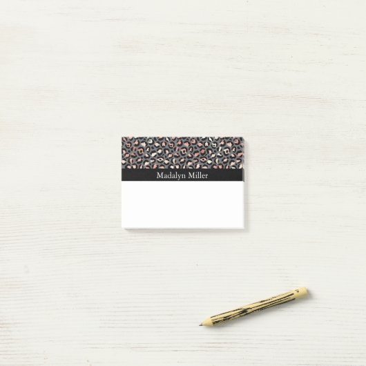 Rose Gold Leopard Post-it Klebezettel (Auf Schreibtisch)
