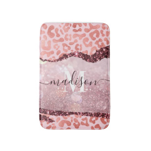 Rose Gold Leopard Print Badematte
