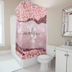 Rose Gold Leopard Print Duschvorhang