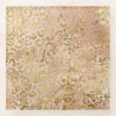 Rose Gold Leopard Print Glasuntersetzer (Vorderseite)