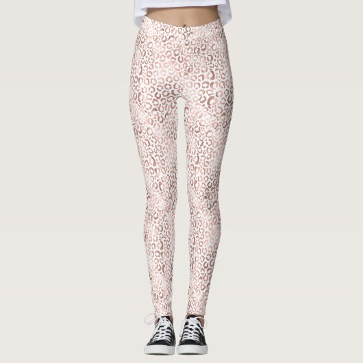 Rose Gold Leopard Print Leggings (Vorderseite)