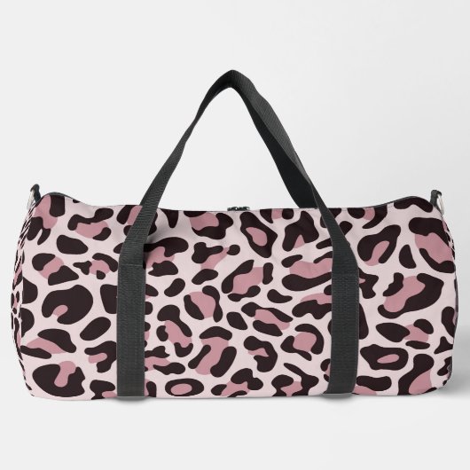 Rose Gold Leopard Print Monogram Large Duffel Bag Duffle Bag (Vorderseite)