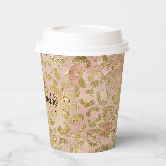 Rose Gold Leopard Print Pappbecher (Links)