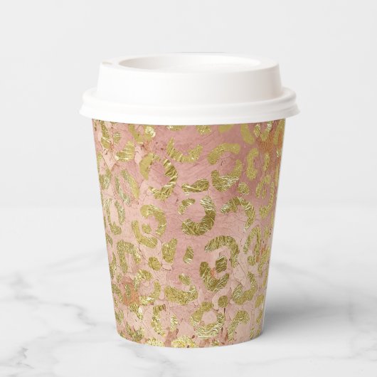 Rose Gold Leopard Print Pappbecher (Rückseite)