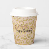Rose Gold Leopard Print Pappbecher (Vorderseite)