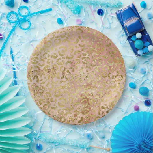 Rose Gold Leopard Print Pappteller (Party)