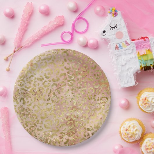 Rose Gold Leopard Print Pappteller (Party)