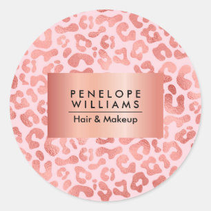 Rose Gold Leopard Print Runder Aufkleber
