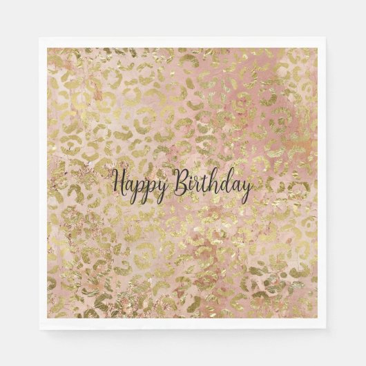 Rose Gold Leopard Print Serviette (Vorderseite)