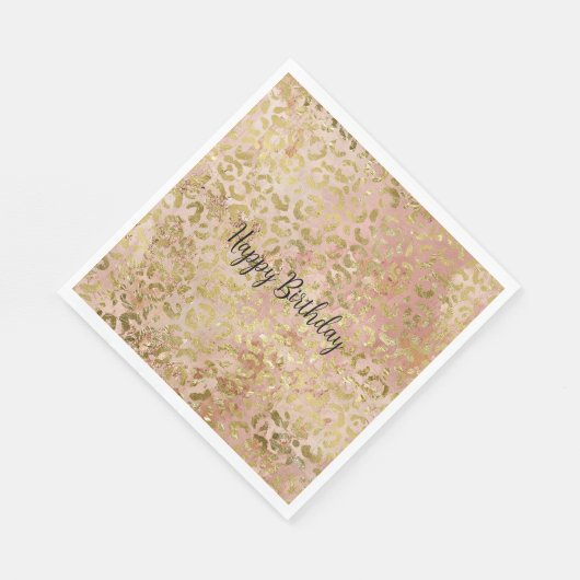 Rose Gold Leopard Print Serviette (Ecke)